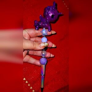 beautiful beaded pen purple unicorn